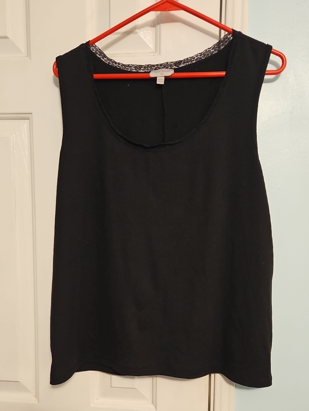 Free Kisses Black Ribbed Scoop Neck Tank Top